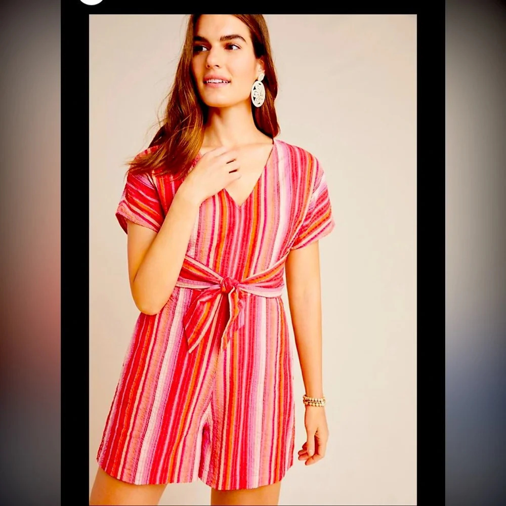 Reva GREYLIN striped romper $200 XS boho spring retro resortwear beach